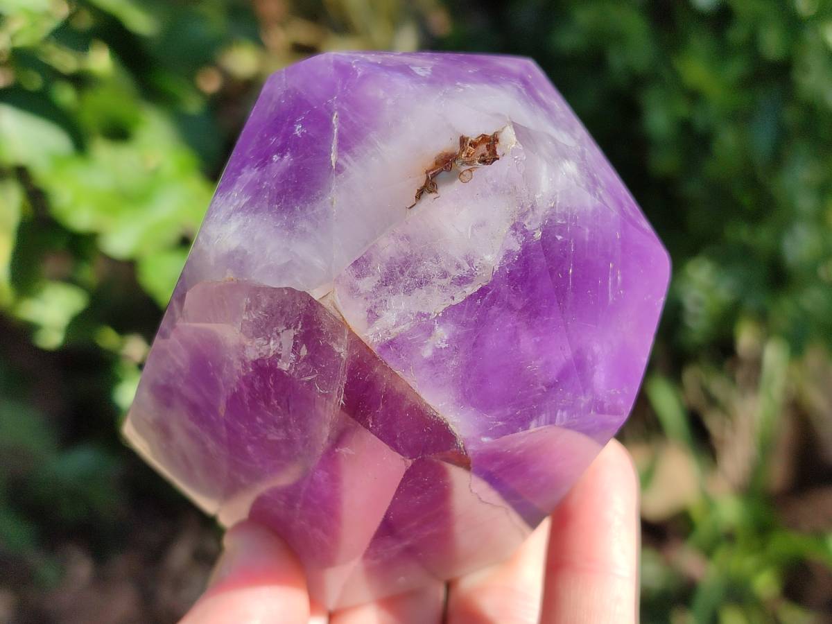 Polished Chevron Amethyst Points x 2 from Ankazobe, Madagascar - Toprock Gemstones and Minerals 