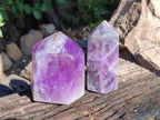 Polished Chevron Amethyst Points x 2 from Ankazobe, Madagascar - Toprock Gemstones and Minerals 