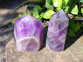 Polished Chevron Amethyst Points x 2 from Ankazobe, Madagascar - Toprock Gemstones and Minerals 