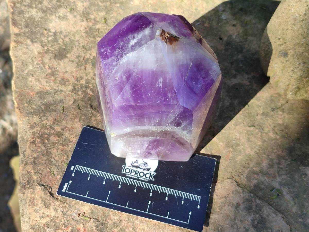 Polished Chevron Amethyst Points x 2 from Ankazobe, Madagascar - Toprock Gemstones and Minerals 