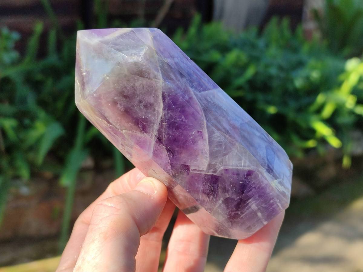 Polished Chevron Amethyst Points x 2 from Ankazobe, Madagascar - Toprock Gemstones and Minerals 
