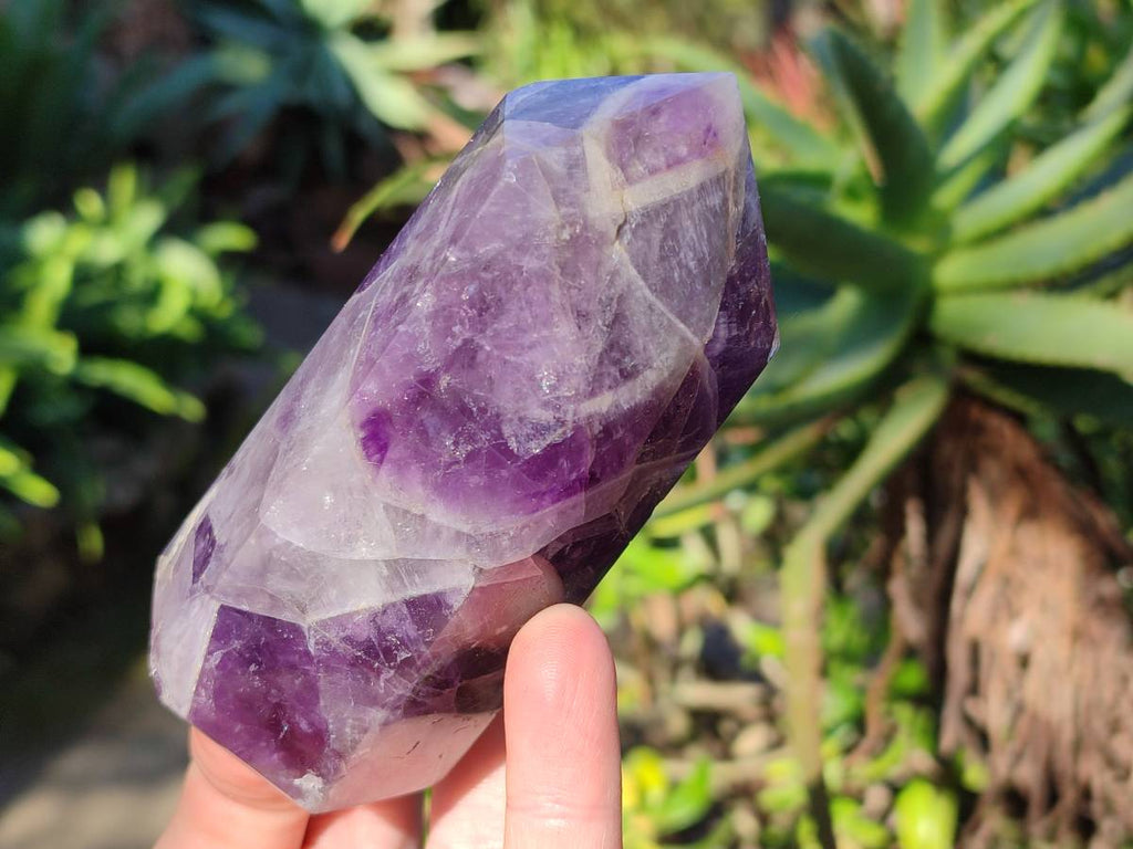 Polished Chevron Amethyst Points x 2 from Ankazobe, Madagascar - Toprock Gemstones and Minerals 