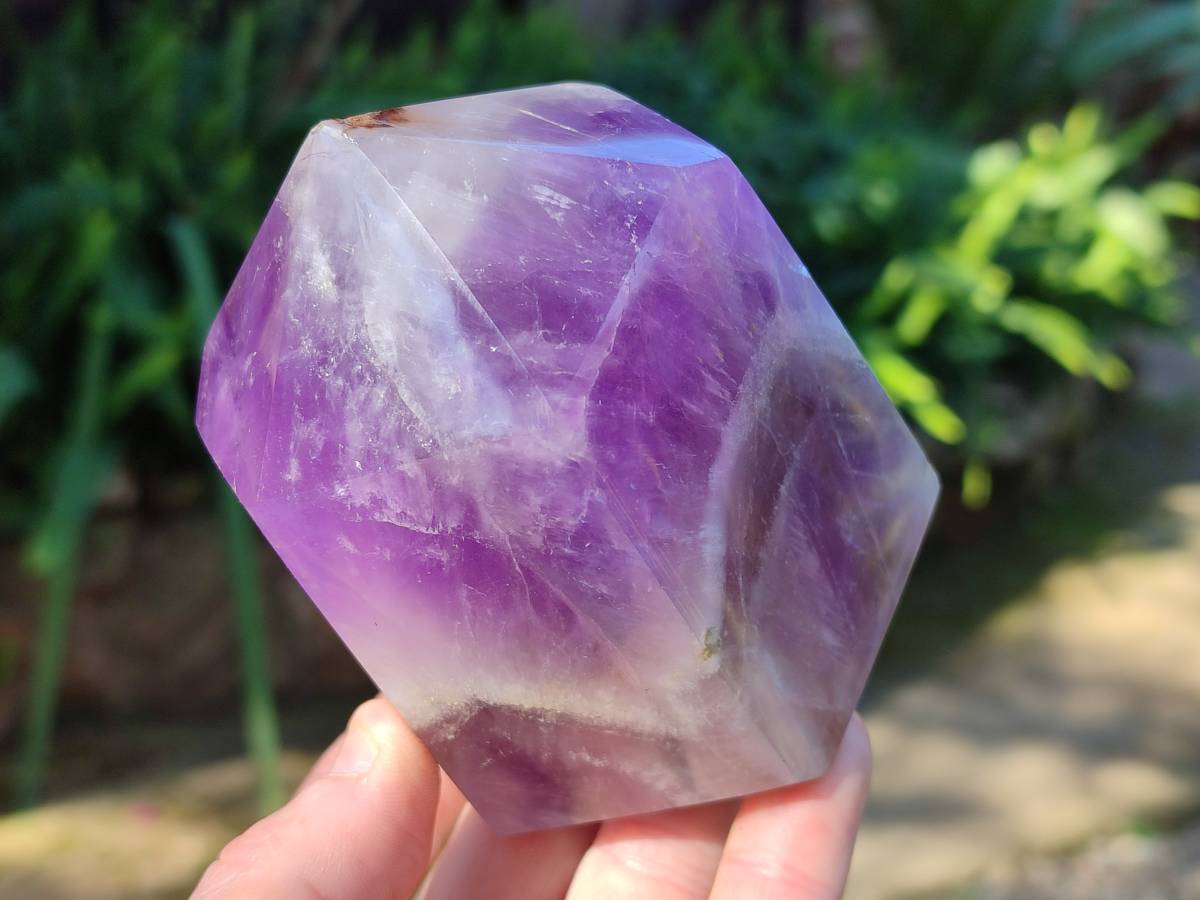 Polished Chevron Amethyst Points x 2 from Ankazobe, Madagascar - Toprock Gemstones and Minerals 