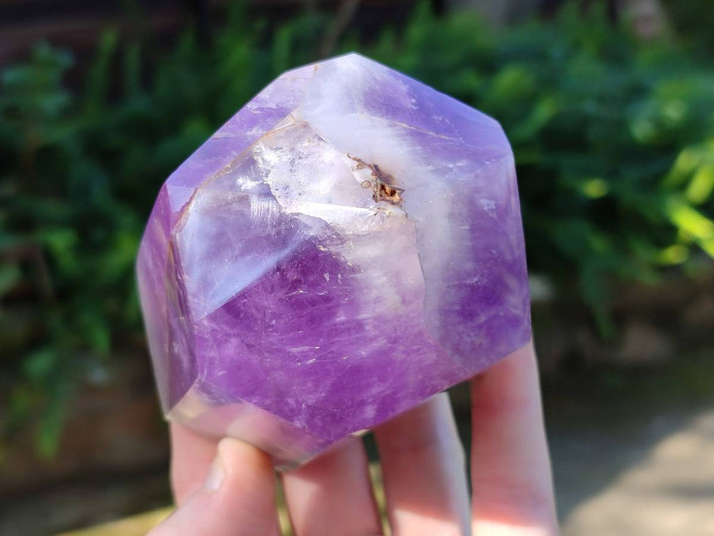 Polished Chevron Amethyst Points x 2 from Ankazobe, Madagascar - Toprock Gemstones and Minerals 