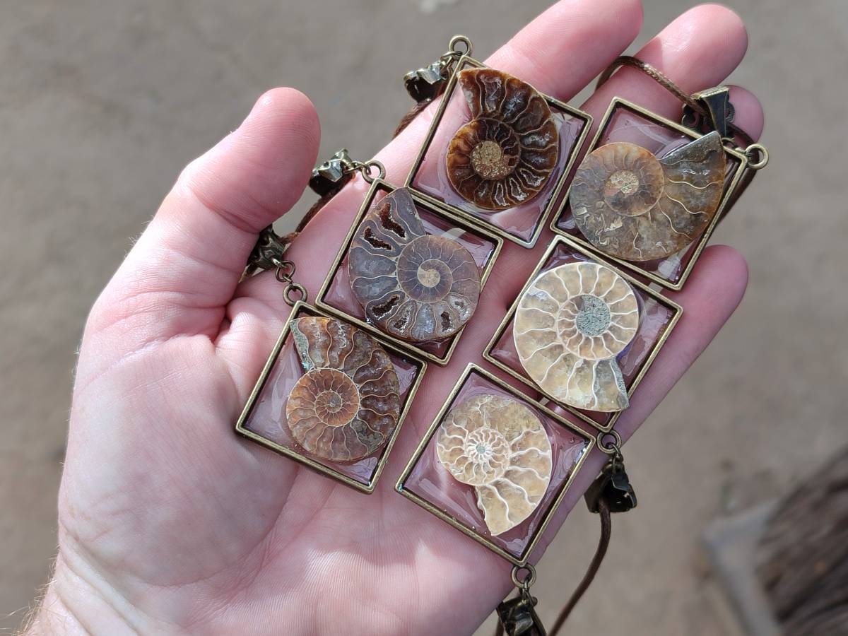 Hand Made Ammonite Pendants Set in Resin - Sold Per Item - From Southern Africa - Toprock Gemstones and Minerals 
