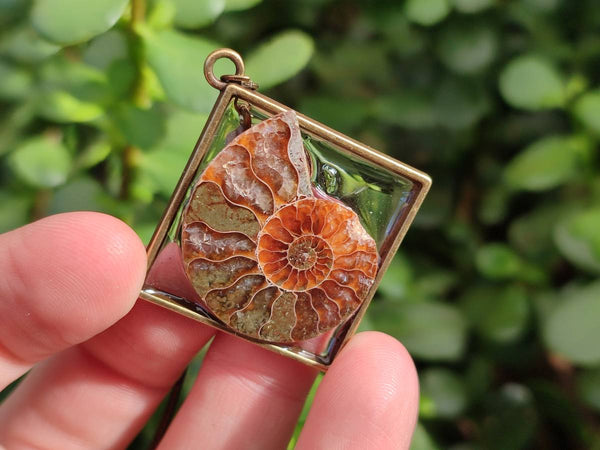 Hand Made Ammonite Pendants Set in Resin - Sold Per Item - From Southern Africa