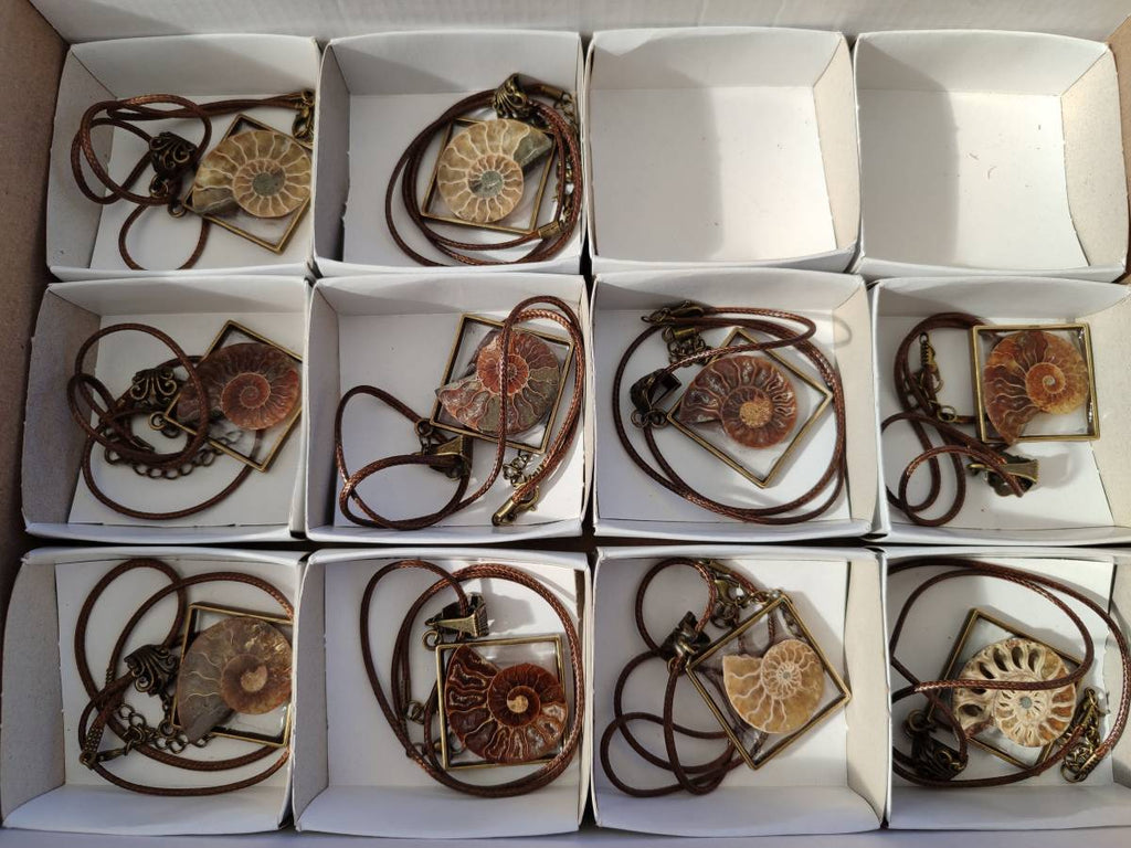 Hand Made Ammonite Pendants Set in Resin - Sold Per Item - From Southern Africa - Toprock Gemstones and Minerals 