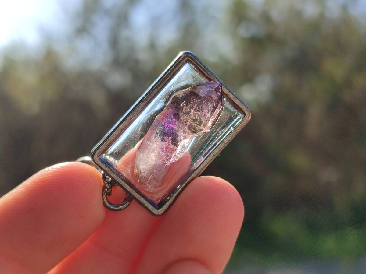 Hand Made Amethyst Pendants Set in Resin - Sold Per Item - From Southern Africa - Toprock Gemstones and Minerals 