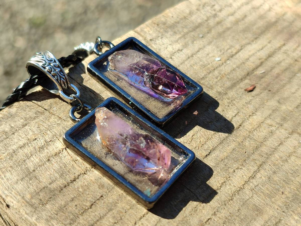Hand Made Amethyst Pendants Set in Resin - Sold Per Item - From Southern Africa - Toprock Gemstones and Minerals 