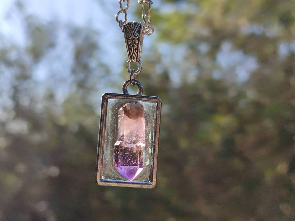 Hand Made Amethyst Pendants Set in Resin - Sold Per Item - From Southern Africa - Toprock Gemstones and Minerals 
