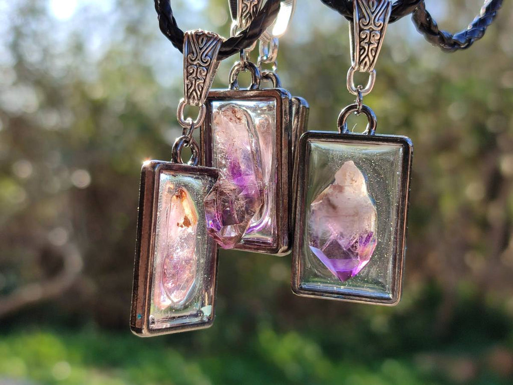 Hand Made Amethyst Pendants Set in Resin - Sold Per Item - From Southern Africa - Toprock Gemstones and Minerals 