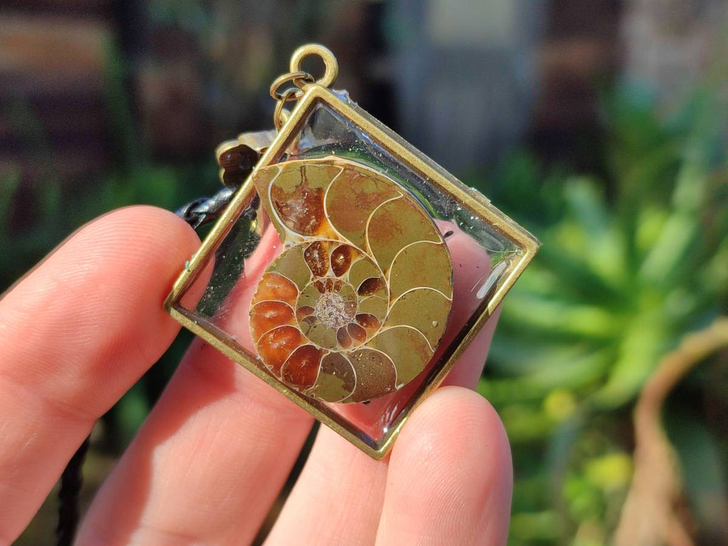 Hand Made Ammonite Pendants Set in Resin - Sold Per Item - From Southern Africa - Toprock Gemstones and Minerals 