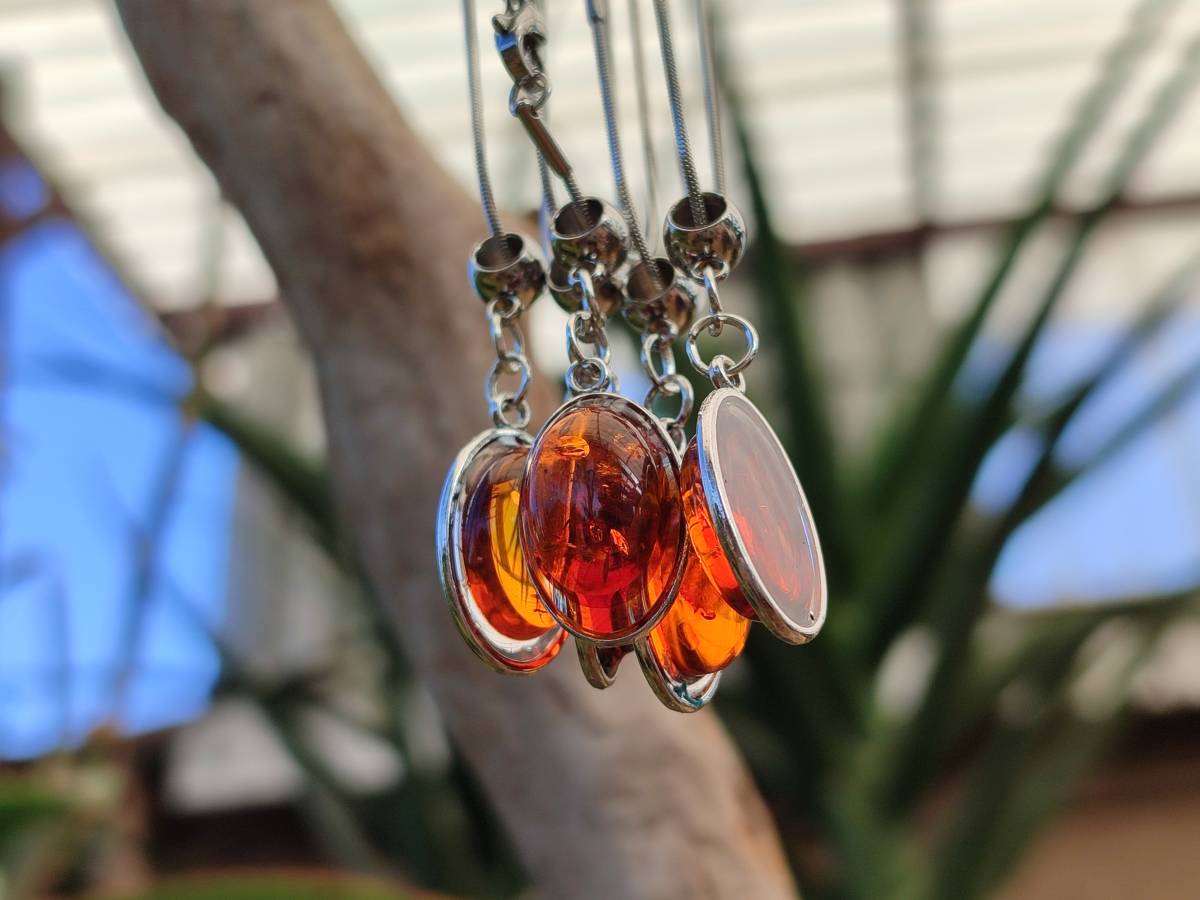 Hand Made Baltic Amber Pendants Set With Resin In Sterling Silver - Sold Per Item - From Southern Africa - Toprock Gemstones and Minerals 