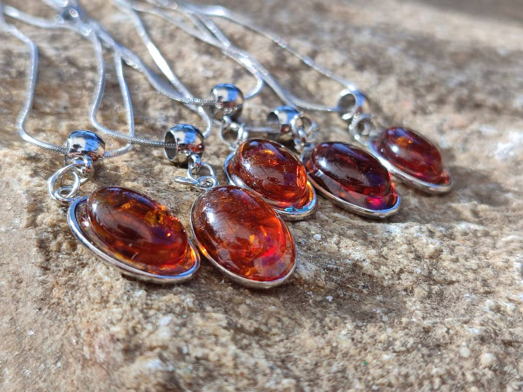 Hand Made Baltic Amber Pendants Set With Resin In Sterling Silver - Sold Per Item - From Southern Africa - Toprock Gemstones and Minerals 