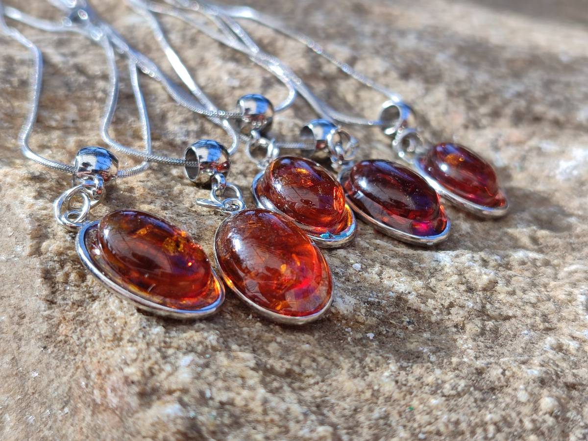 Hand Made Baltic Amber Pendants Set With Resin In Sterling Silver - Sold Per Item - From Southern Africa - Toprock Gemstones and Minerals 
