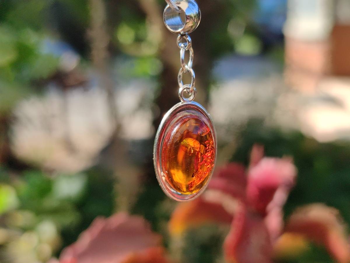 Hand Made Baltic Amber Pendants Set With Resin In Sterling Silver - Sold Per Item - From Southern Africa - Toprock Gemstones and Minerals 