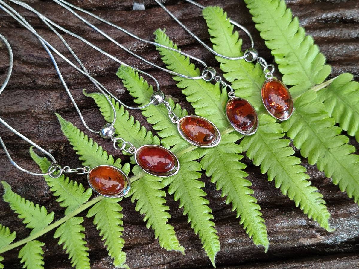 Hand Made Baltic Amber Pendants Set With Resin In Sterling Silver - Sold Per Item - From Southern Africa - Toprock Gemstones and Minerals 