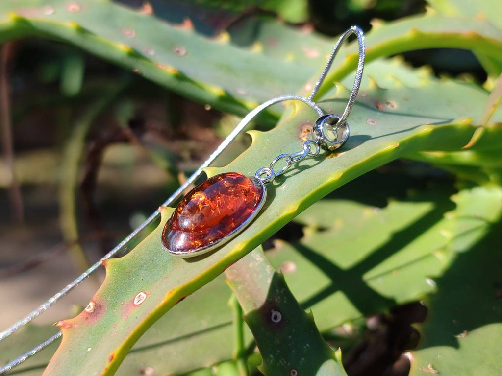 Hand Made Baltic Amber Pendants Set With Resin In Sterling Silver - Sold Per Item - From Southern Africa - Toprock Gemstones and Minerals 