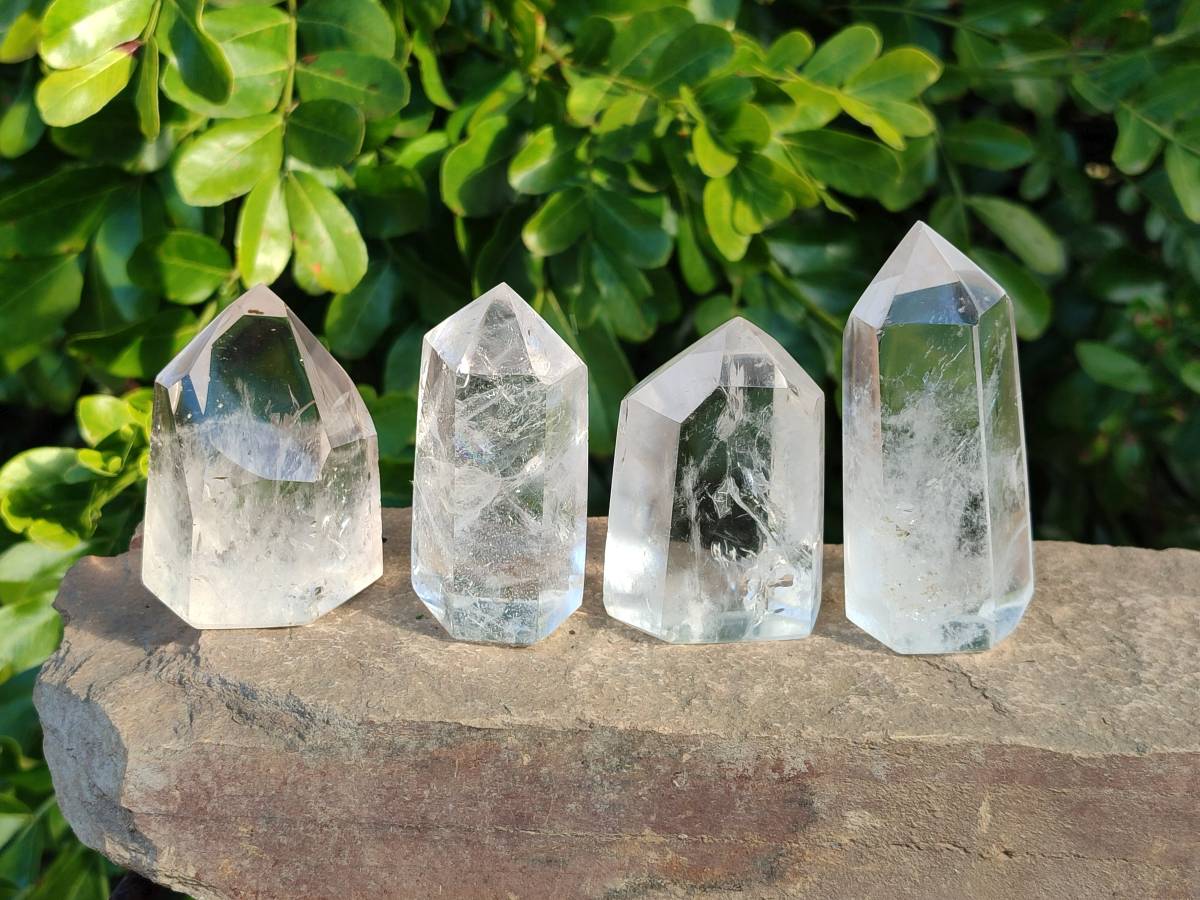 Polished Clear Quartz Crystals x 6 From Madagascar - Toprock Gemstones and Minerals 