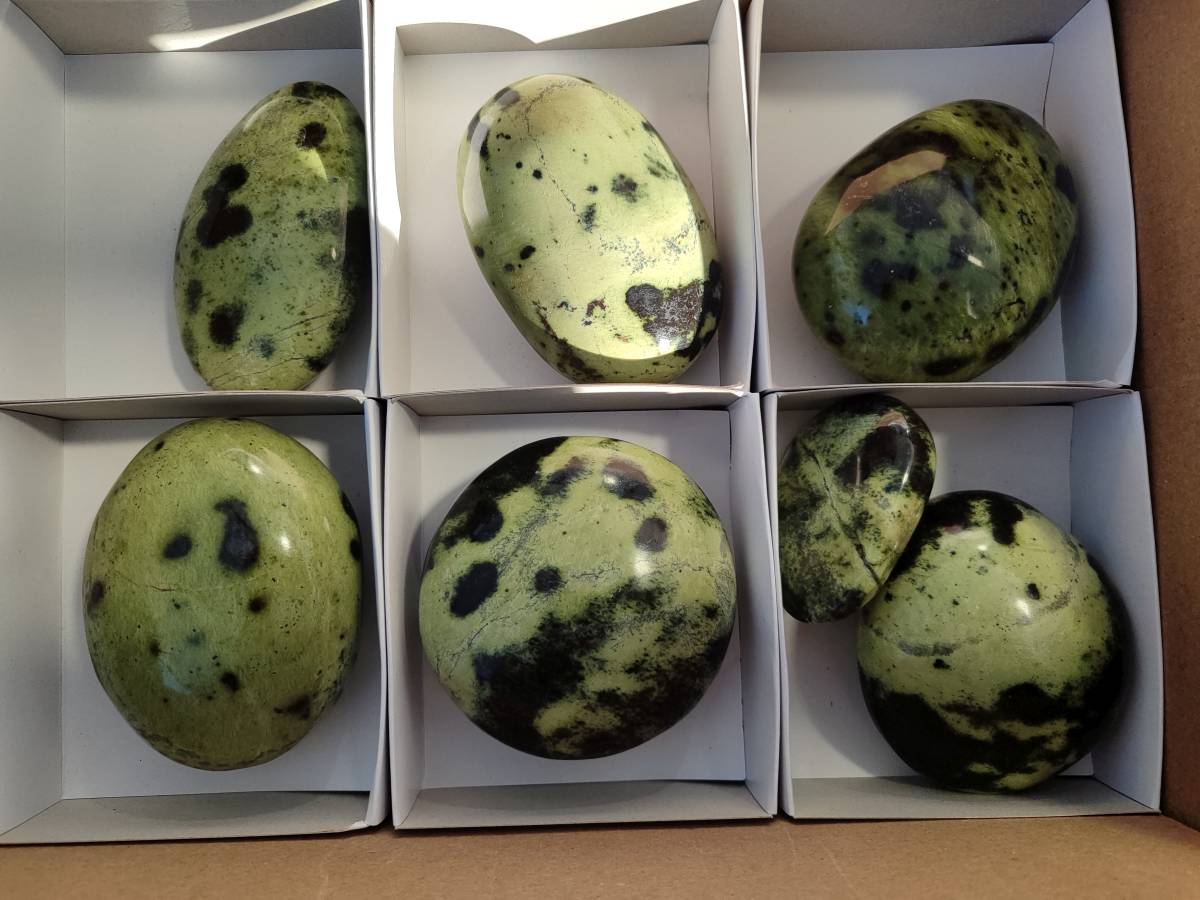 Polished Leopard Stone Palm Stones x 7 From Nyanga, Zimbabwe - Toprock Gemstones and Minerals 