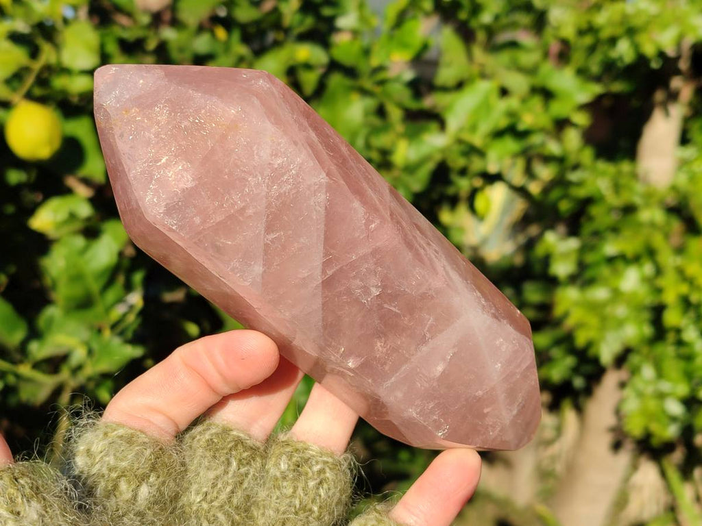 Polished Double Terminated Rose Quartz Points x 2 Ambatondrazaka, Madagascar - Toprock Gemstones and Minerals 