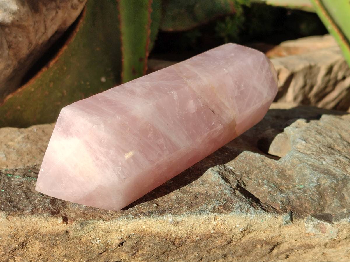 Polished Double Terminated Rose Quartz Points x 2 Ambatondrazaka, Madagascar - Toprock Gemstones and Minerals 