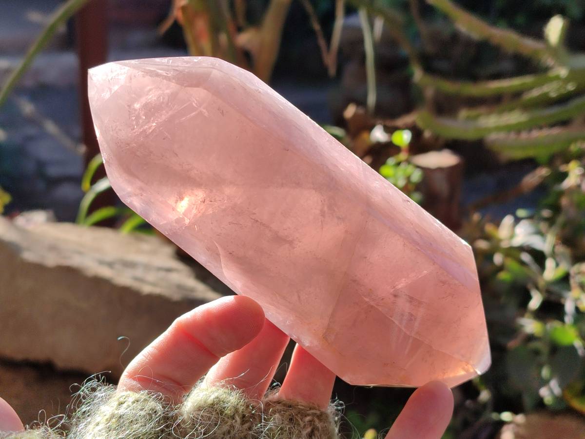 Polished Double Terminated Rose Quartz Points x 2 Ambatondrazaka, Madagascar - Toprock Gemstones and Minerals 
