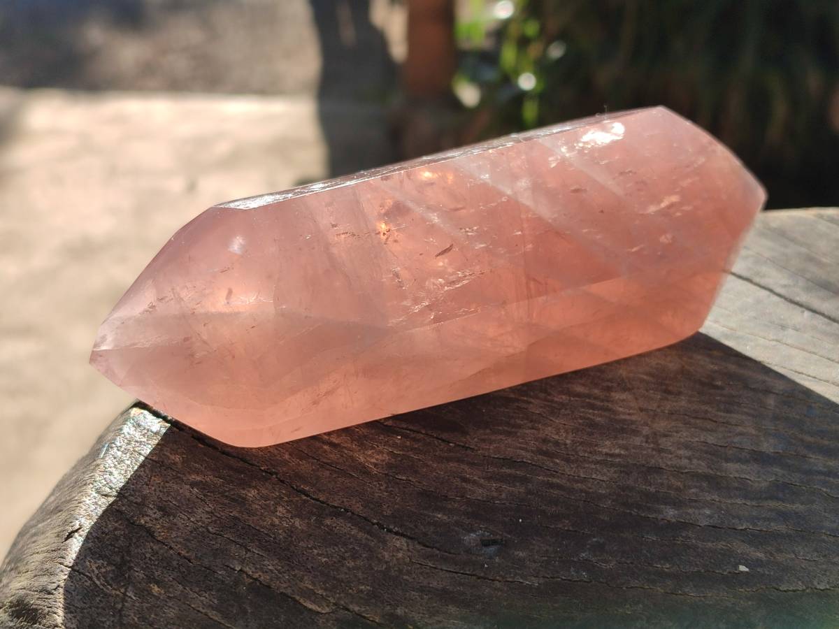 Polished Double Terminated Rose Quartz Points x 2 Ambatondrazaka, Madagascar - Toprock Gemstones and Minerals 