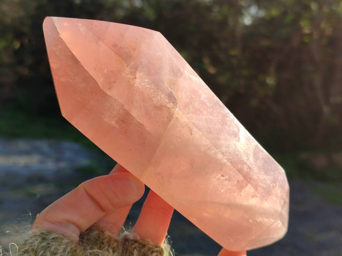 Polished Double Terminated Rose Quartz Points x 2 Ambatondrazaka, Madagascar - Toprock Gemstones and Minerals 
