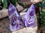 Polished Chevron Amethyst Points x 3 from Ankazobe, Madagascar - Toprock Gemstones and Minerals 