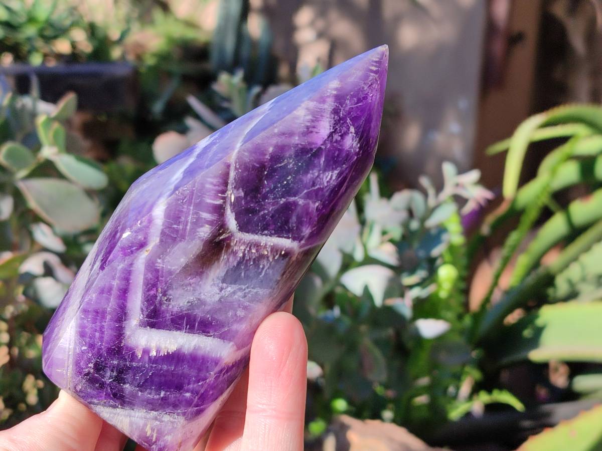 Polished Chevron Amethyst Points x 3 from Ankazobe, Madagascar - Toprock Gemstones and Minerals 