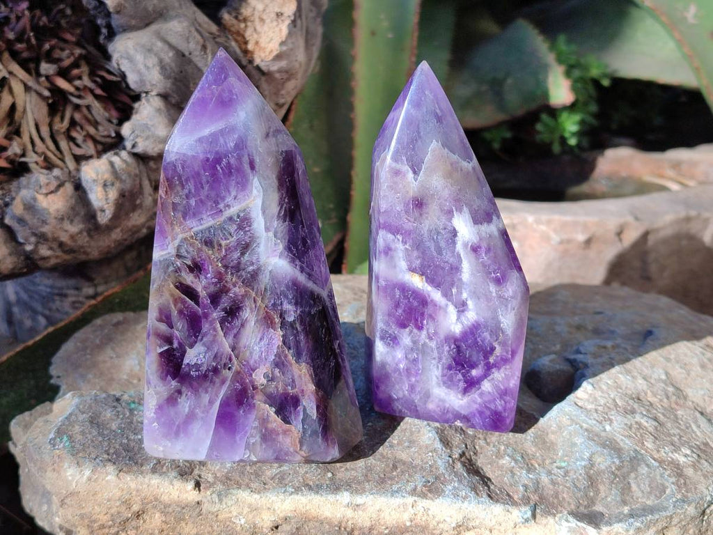 Polished Chevron Amethyst Points x 3 from Ankazobe, Madagascar - Toprock Gemstones and Minerals 