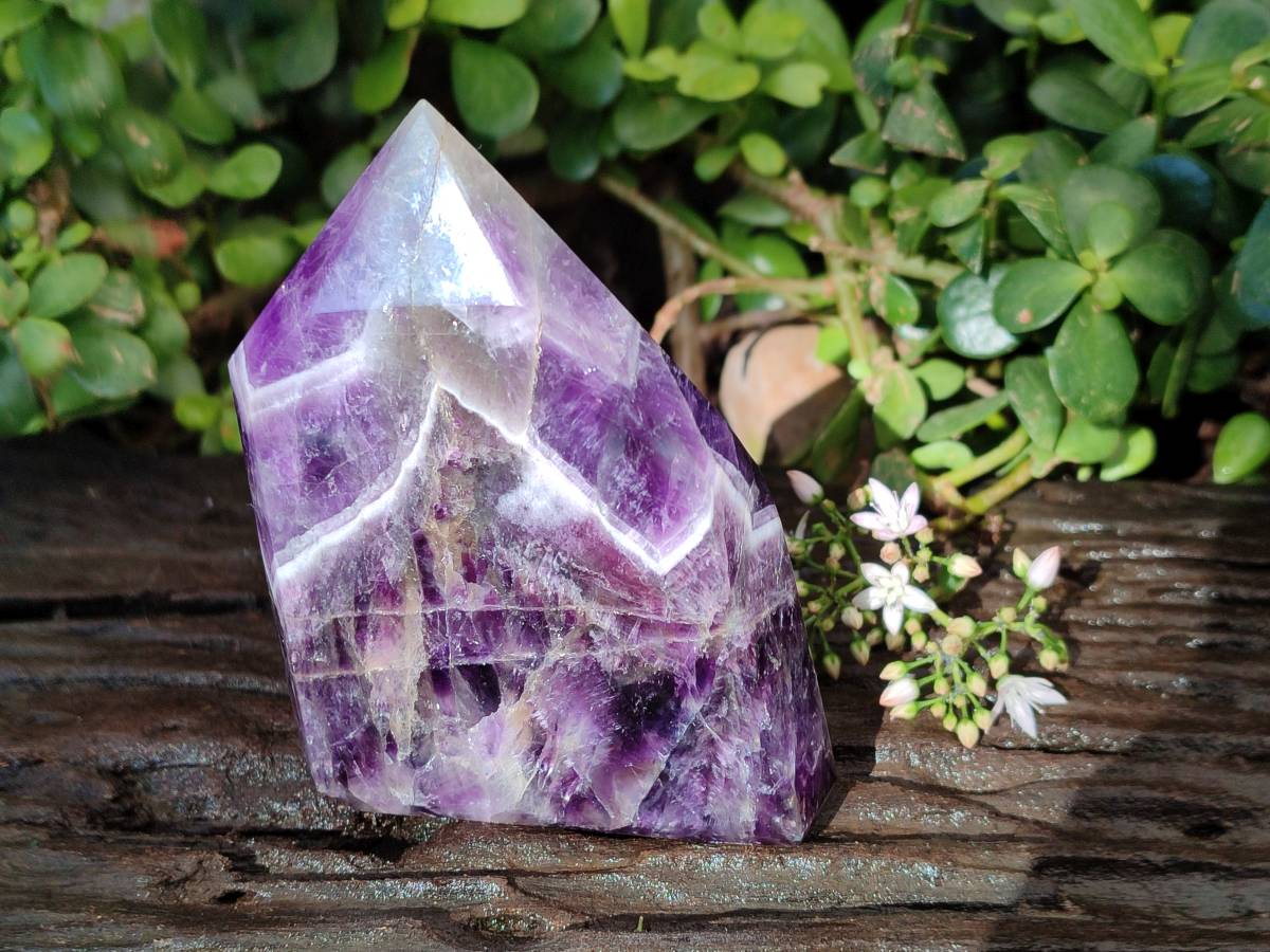 Polished Chevron Amethyst Points x 3 from Ankazobe, Madagascar - Toprock Gemstones and Minerals 