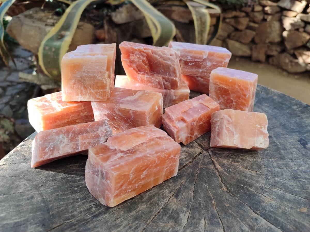 Natural Sunset Orange Calcite Specimens x 12 From Spitzkop, Namibia - Toprock Gemstones and Minerals 