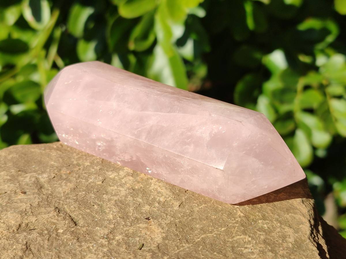 Polished Double Terminated Rose Quartz Points x 6 Madagascar - Toprock Gemstones and Minerals 