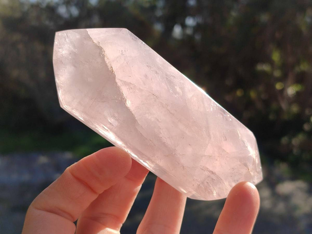 Polished Double Terminated Rose Quartz Points x 6 Madagascar - Toprock Gemstones and Minerals 