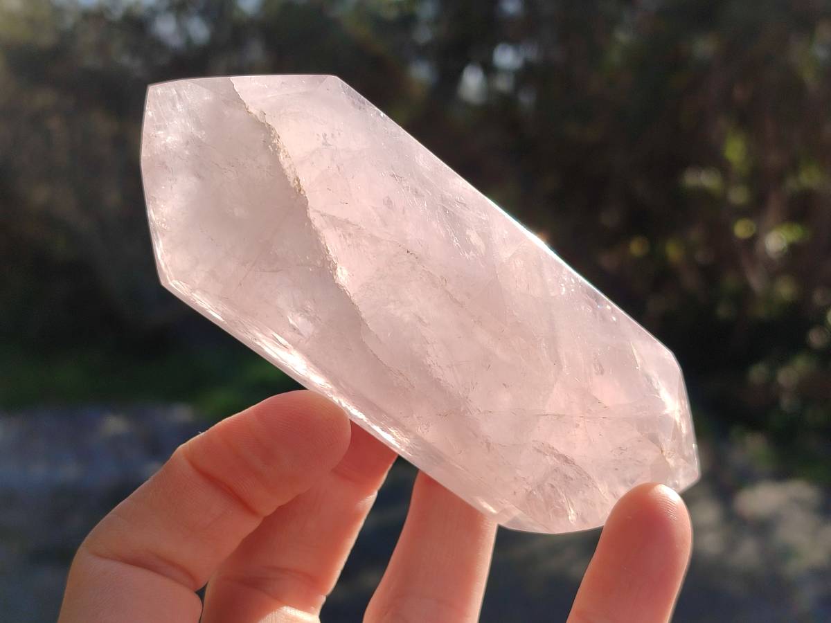Polished Double Terminated Rose Quartz Points x 6 Madagascar - Toprock Gemstones and Minerals 