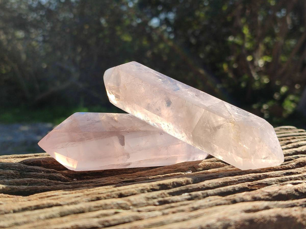 Polished Double Terminated Rose Quartz Points x 6 Madagascar - Toprock Gemstones and Minerals 