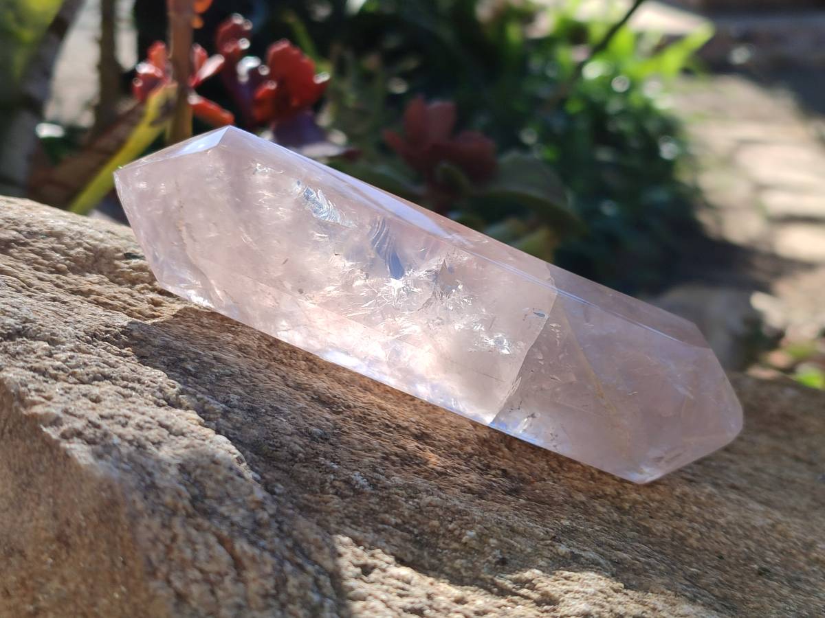 Polished Double Terminated Rose Quartz Points x 6 Madagascar - Toprock Gemstones and Minerals 