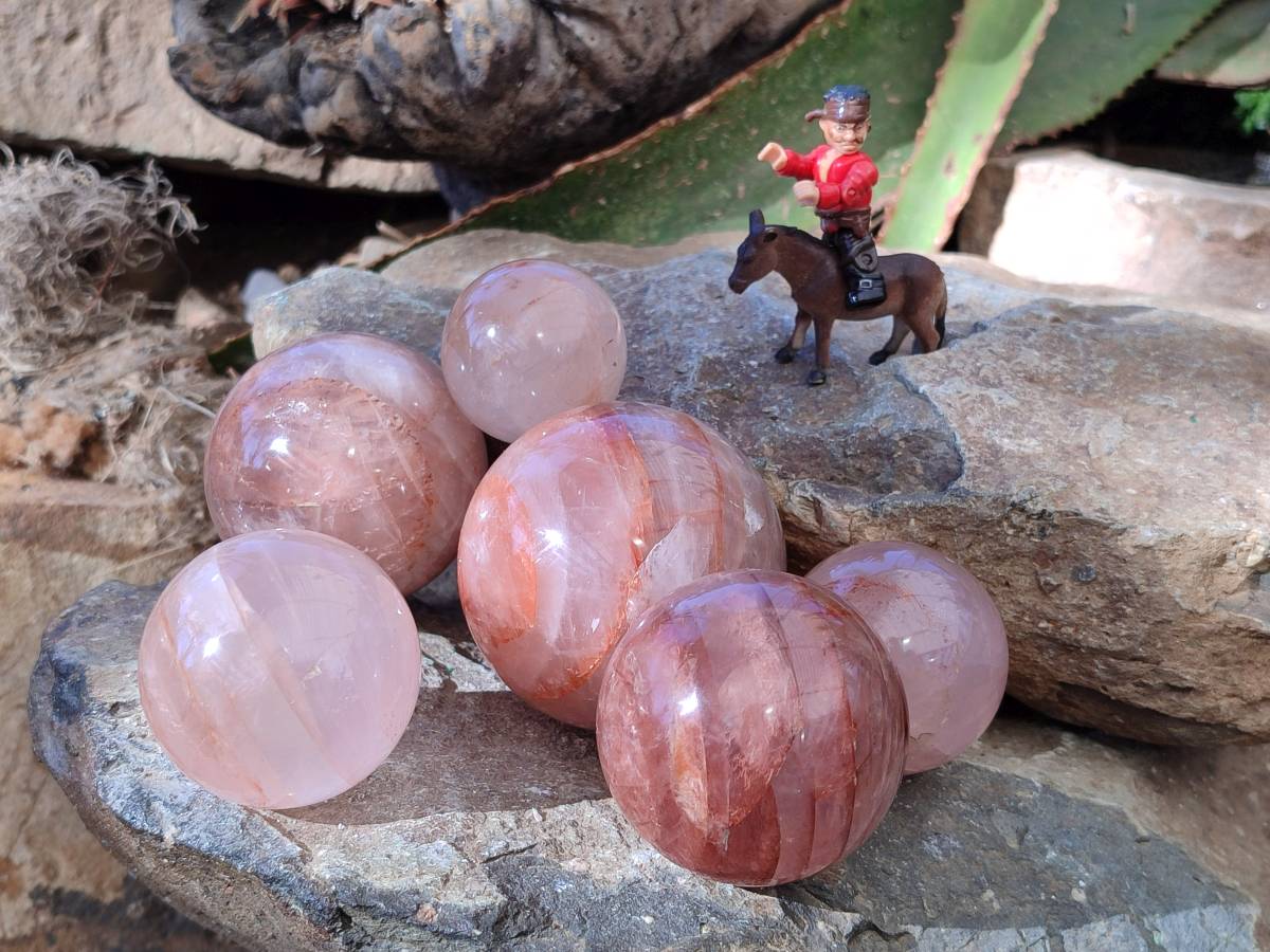 Polished Red Hematoid Quartz Spheres x 6 From Ambatondrazaka, Madagascar - Toprock Gemstones and Minerals 
