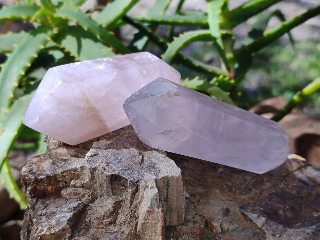 Polished Double Terminated Rose Quartz Points x 12 Madagascar - Toprock Gemstones and Minerals 