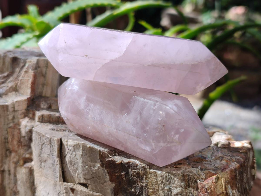 Polished Double Terminated Rose Quartz Points x 12 Madagascar - Toprock Gemstones and Minerals 