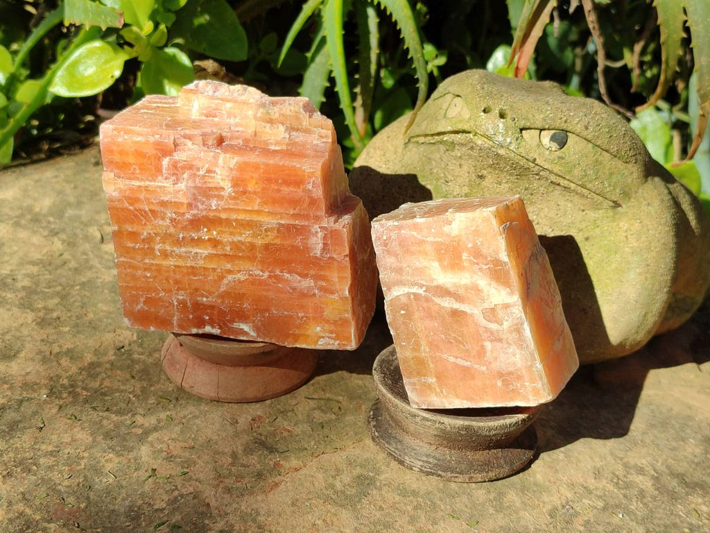 Natural Sunset Orange Calcite Specimens x 6 From Spitzkop, Namibia - Toprock Gemstones and Minerals 