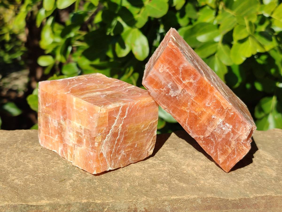 Natural Sunset Orange Calcite Specimens x 6 From Spitzkop, Namibia - Toprock Gemstones and Minerals 
