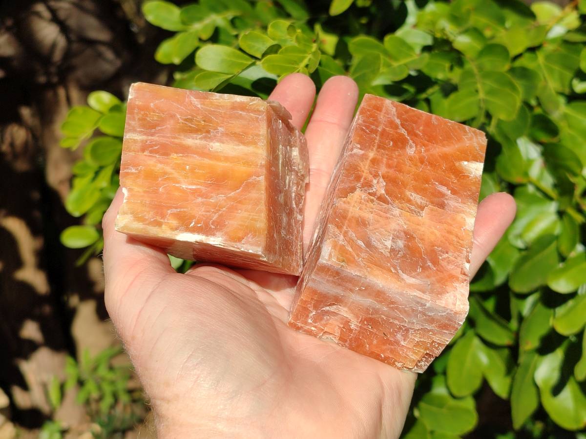 Natural Sunset Orange Calcite Specimens x 6 From Spitzkop, Namibia - Toprock Gemstones and Minerals 