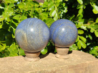 Polished Lazulite Spheres x 2 From Madagascar - Toprock Gemstones and Minerals 