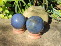 Polished Lazulite Spheres x 2 From Madagascar - Toprock Gemstones and Minerals 
