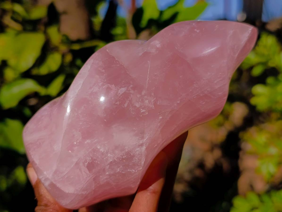 Polished Rose Quartz Flames x 2 Madagascar - Toprock Gemstones and Minerals 