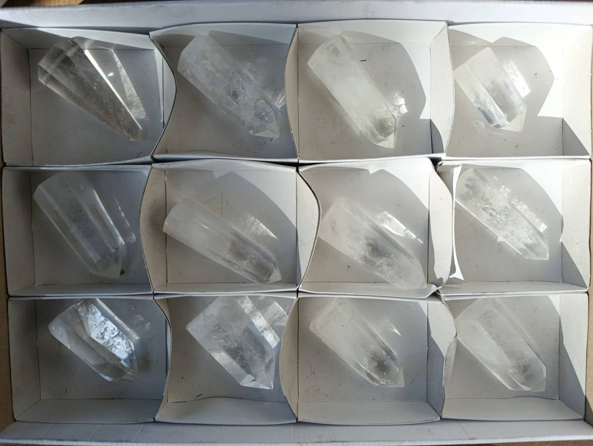 Polished Clear Quartz Crystals x 12 From Madagascar - Toprock Gemstones and Minerals 
