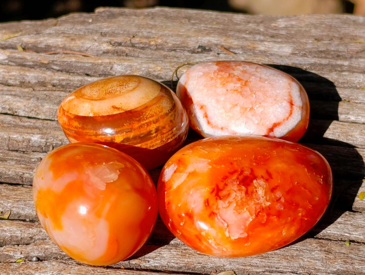 Polished Carnelian Agate Palm Stones x 18 From Madagascar - Toprock Gemstones and Minerals 